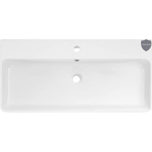 Menggutong Ceramic Rectangular Console Bathroom Sink with Overflow